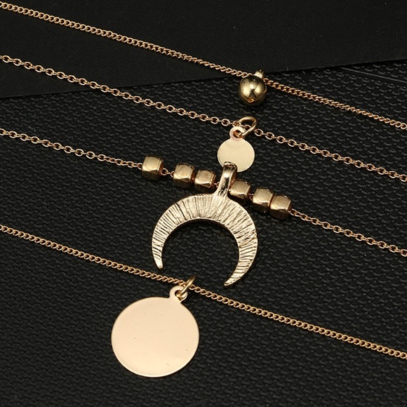 3/$25⚡️4 layer crescent moon horn coin necklace - Picture 3 of 8